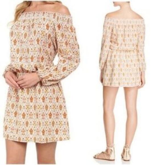 Sanctuary Dress Size Latge Elle Boho Dress Orange & Cream Print - Picture 1 of 12